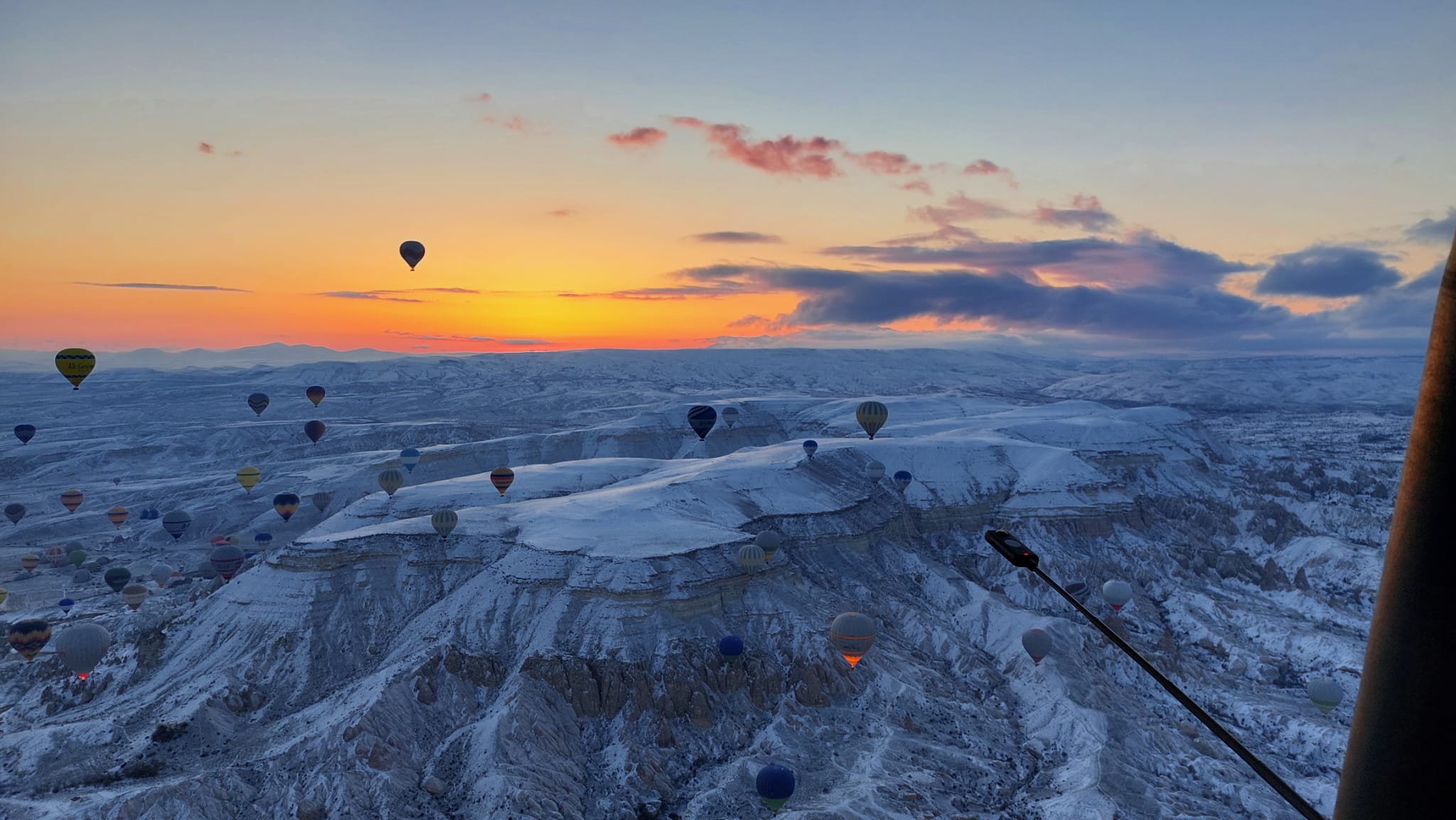 Sunrise over Cappadocia from a hot air balloon
