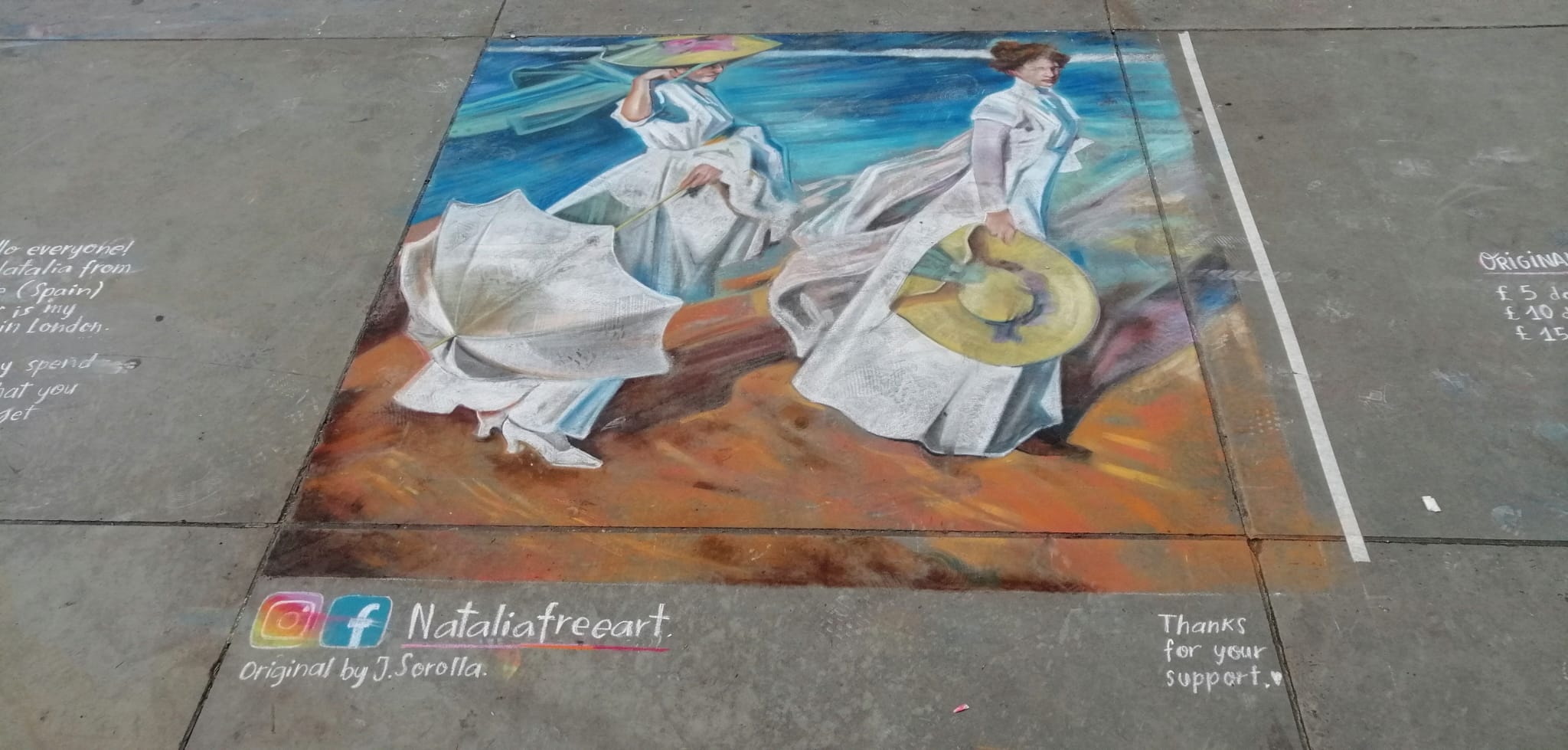 Arte callejero en tiza.