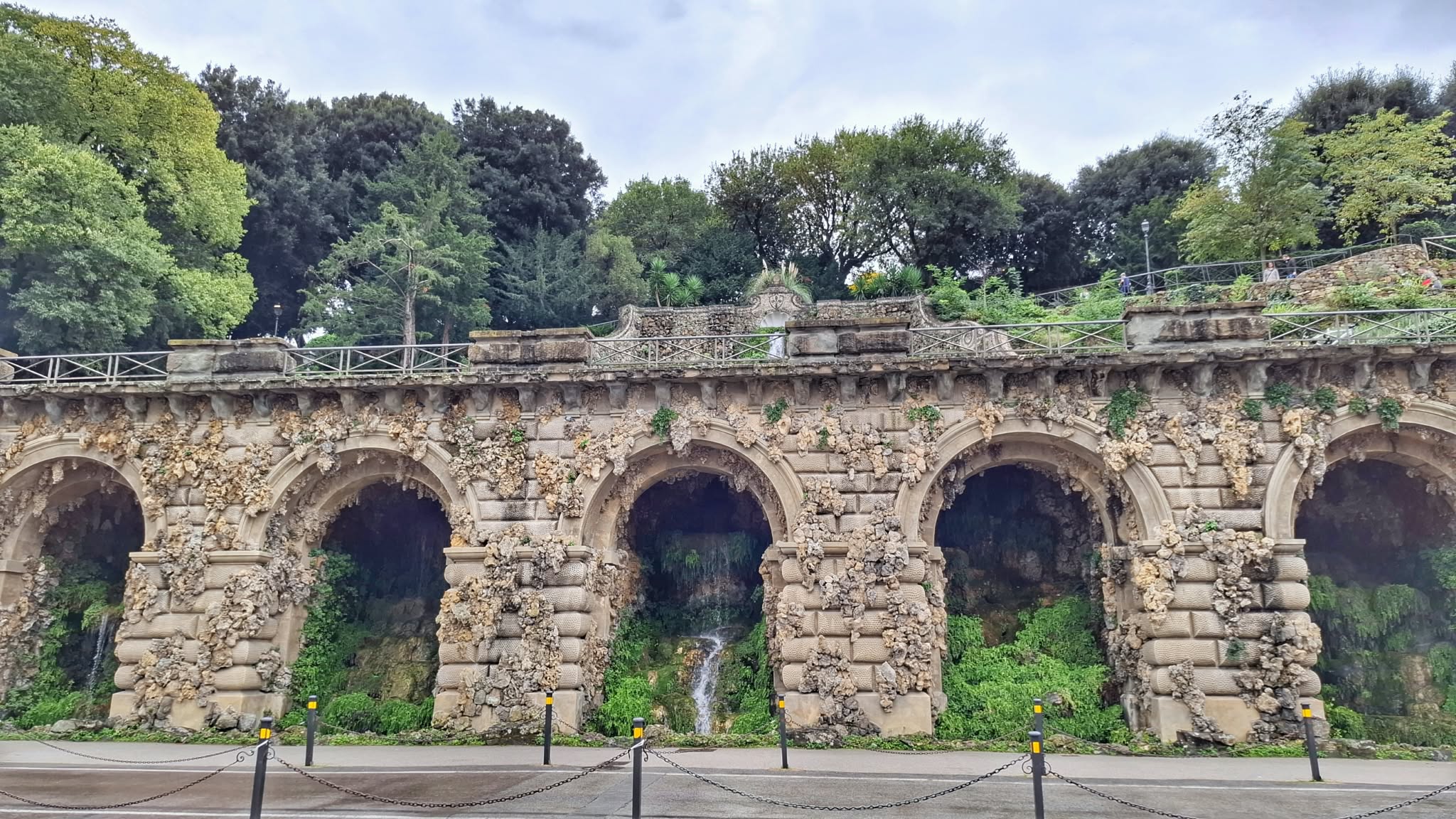 Elegant drainage canalization creating a fountain